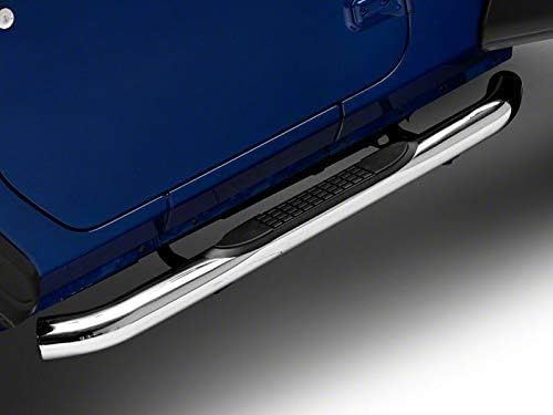 Redrock 4x4 3-Inch Round Curved Side Step Bars; Stainless Steel Compatible with 18-22 Jeep Wrangler JL 2-Door