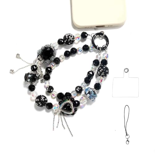 Phone Charm with Crystal Beads, Hands-free Wrist Strap for Most Phone Case, Anti-lost Keychain, Cute Bag Charms B- Queen