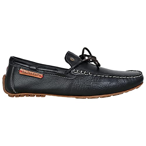 Image of Hx London Men's Leather Lace-Up Driving Style Loafers