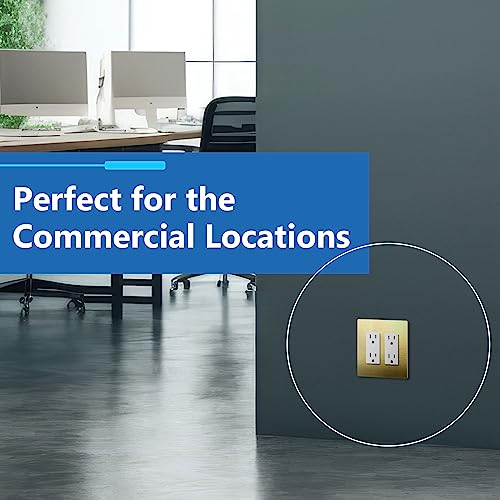 Image of LIDER Double Decorator Metal Wall Plate, Temperature and Impact Resistant, Screwless Cover, Modern Upgrade, Mid-Size 2-Gang 4.88 inch x 4.92 inch, LSMWP-32M-BB, UL Listed, Stainless Steel, Brushed Brass