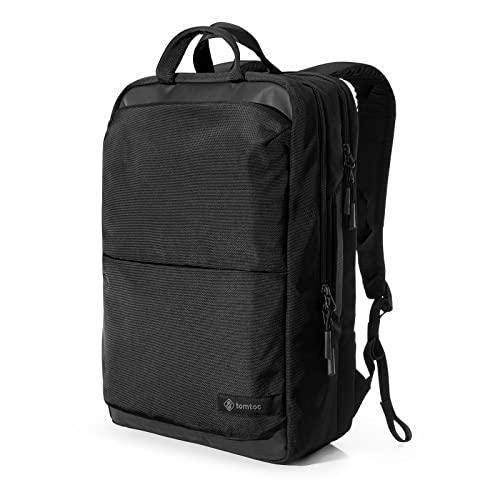 tomtoc Protective Laptop Backpack for Business Office School, Travel Commuter Backpack with USB Charging Port for Up to 15.6” Laptop MacBook, Waterproof College Computer Bag for Men Women, 22L Black