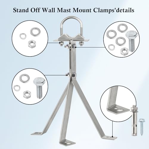 XRDS-RF Antenna Wall Mount 16 Inch Heavy-Duty Stand Off Wall Mast Mount Windproof Antenna Mounting Bracket (2-Leg + 3-Leg)