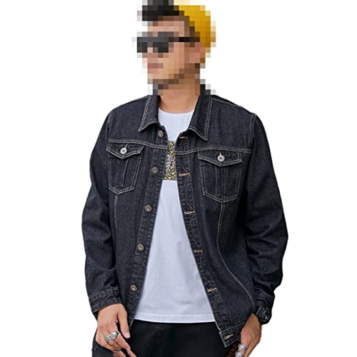 Veste en jean noire pour homme coupe classique décontractée taille 4XL