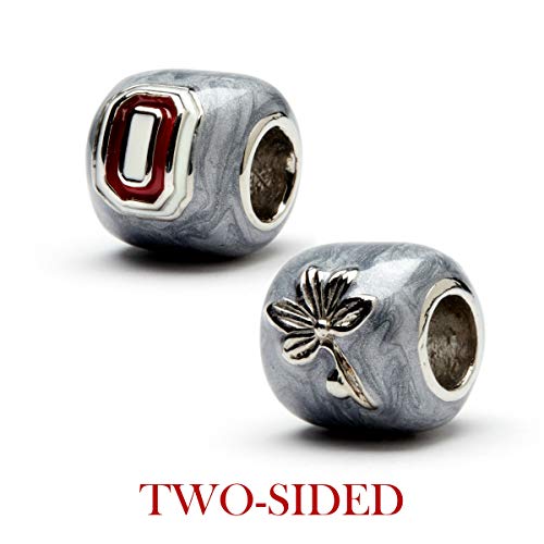 Stone Armory | Ohio State Bead Charms for Bracelet or Necklace | Ohio State Buckeye Beads (OSU Set-Gray Block O with Crystals)4