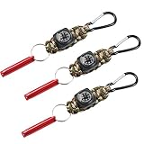 Juego de 3 Llaveros de Cuerda Paraguas Supervivencia,4 en 1 Llavero Brújula,Llavero con Silbato,Seguridad Llavero con Mosquetón,para Caminatas en Canchas de Camping u Otras Actividades al Aire Libre