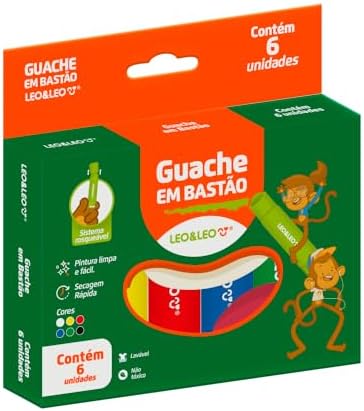 GUACHE EM BASTÃO - CAIXA C/ 6 CORES LEO&LEO