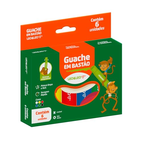 GUACHE EM BASTÃO - CAIXA C/ 6 CORES LEO&LEO