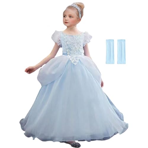 SNDSHOP Cinderella Princess Costume Girl Dress Birthday Party Blue Ball Gown Special Occison Halloween 2-11T