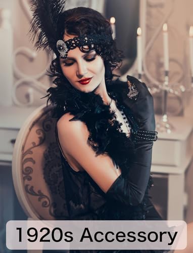 BEVTEE Long Black Gloves Women, 2 Pairs Satin Opera Gloves, 1920s Stretchy Formal Gloves for Party Dance Costume, Halloween Cosplay, Wedding, 20.8 Inch - Thumbnail 4