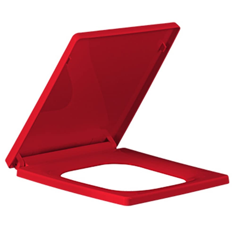 YUZGUHEY Toilet lid Cover,Soft Close Oblong Seats Quick,with Grip-Tight Bumpers(Square Red)