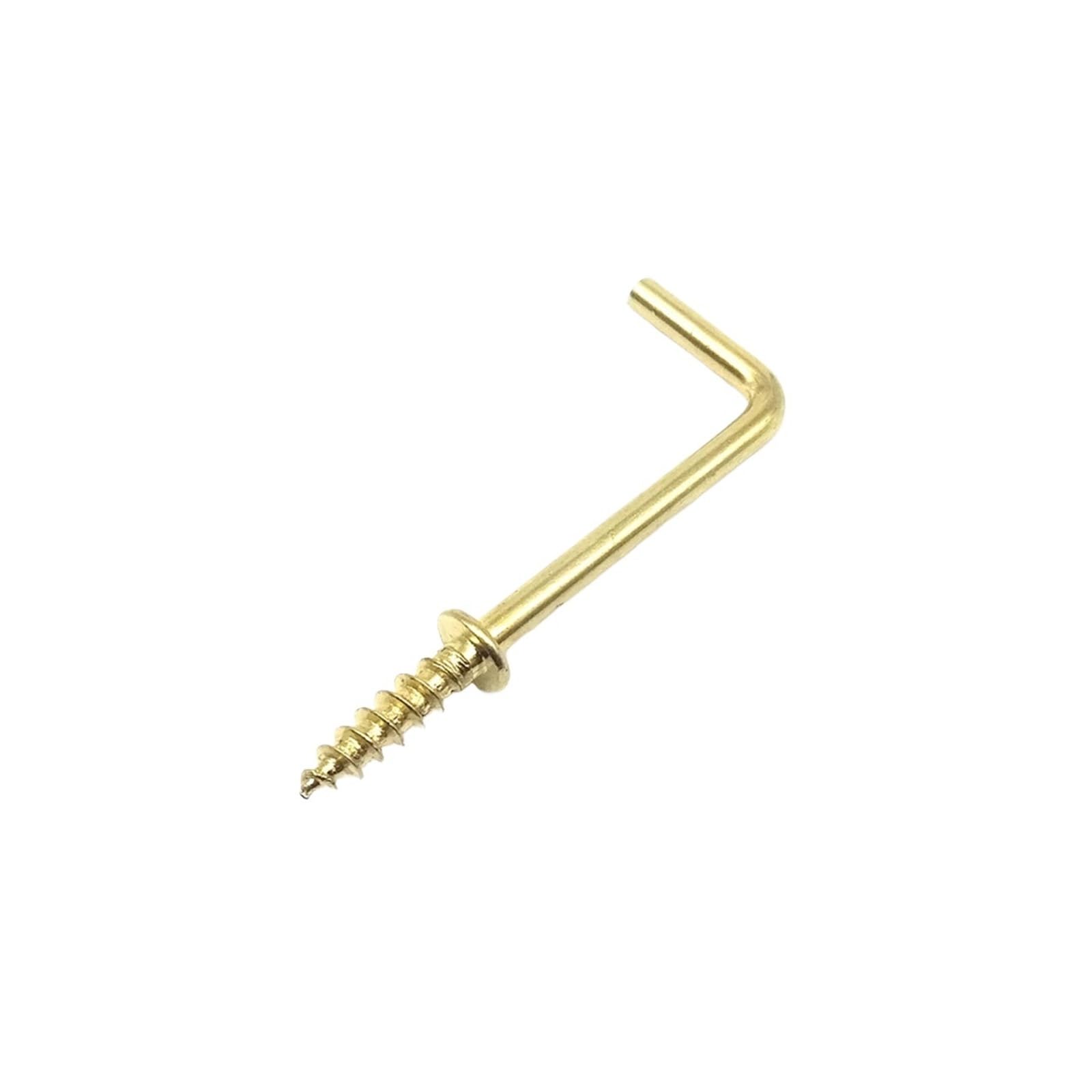 Cigpklo L Shape Golden L Shaped Hooks Screw 25Pc Picture Photo Frame Lamp Light Cabinet Net Wire Ceiling Eye Bolt Screw In Hanger L Cup Hook Clasp(,Length 55Mm)