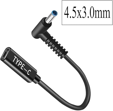 4.5X3.0mm to USB C Cable, Male to DC Female 12V 19V 20V Adapter, USB C to 4.5x3.0mm Adapter Made for HP Elitebook Probook Spectre Chromebook Stream Envy Laptop Series
