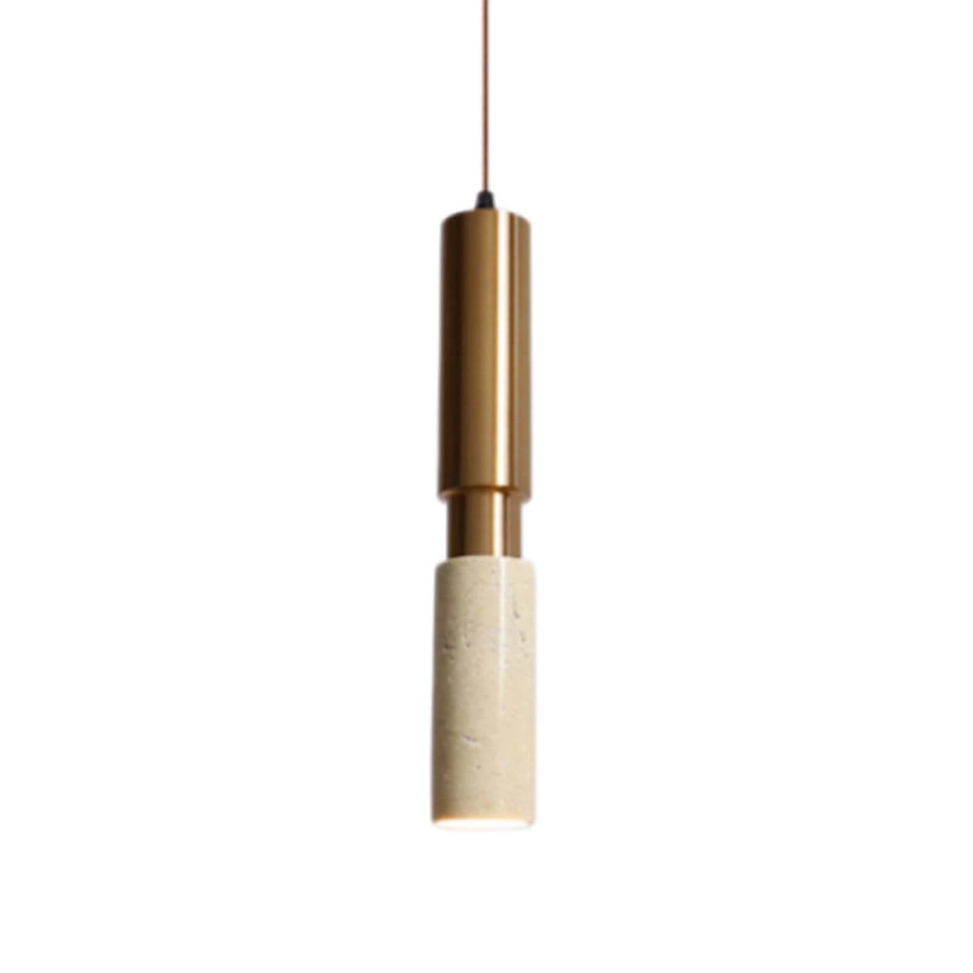 MTNROO Wabi-sabi Style Yellow Limestone Pendant Lamp Mid Century Bedside Hanging Light Cylindrical Stone Chandelier for Coffee Shop Modern GU10 Base Single Head Ceiling Lighting Fixture for Bar