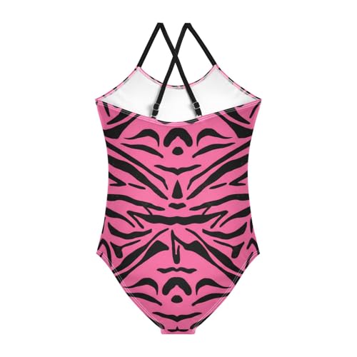 Zebra Stripes Pink Black Girls One Piece Swimsuit Beach Swimwear 208620252