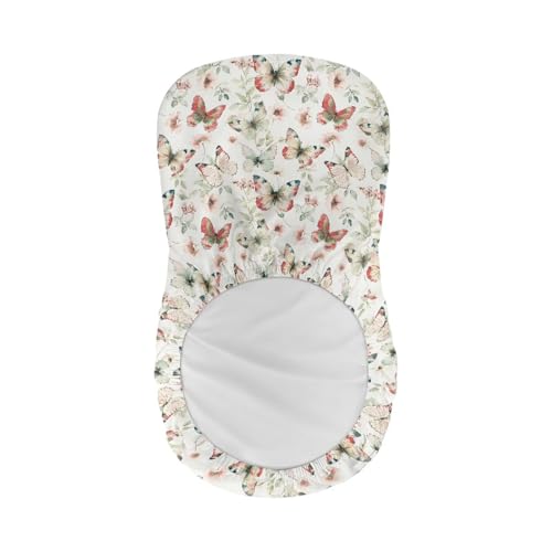 Image of Butterfly Flower Bar Stool Cover Stretch Counter Stools Pub Chair Slipcover for Dining Room Removable Anti-Scratches Spills Chair Covers for Dining Room Chairs Set of 2