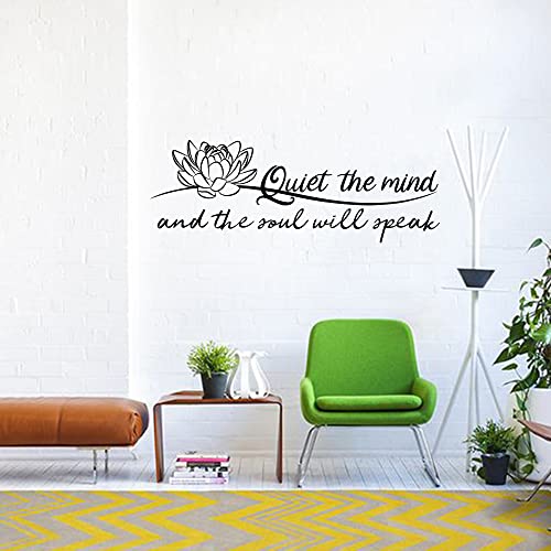 Quiet The Mind And The Soul Will Speak Lotus - Pure Black Vinyl Carved Wall Decal Without Transparent Edge Removable Art Letters Quotes Decor #TOP3