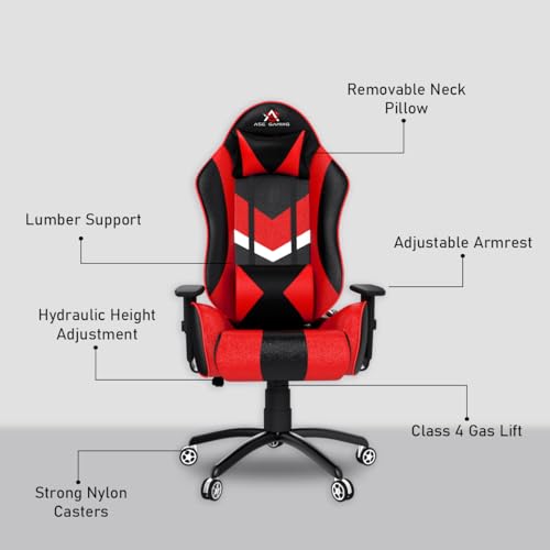 Image of ASE GAMING Gold Series Ergonomic Gaming Chair Premium PU Leather, Adjustable Neck & Lumbar Pillow, 180 Degree Recline with Black Metal Base with 3 Years Warranty (Multicolor)