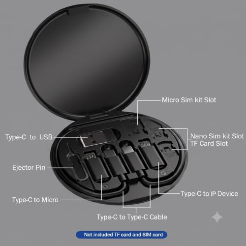 Image of Hypercore Multi-Function Data Cable Set with Round Carry Case, Black