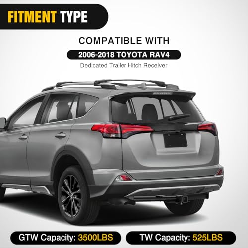 Image of Nilight Class 3 Trailer Hitch 2 Inch Receiver Tow Hitch Compatible with 2006-2018 Toyota RAV4 Black Powder Coated