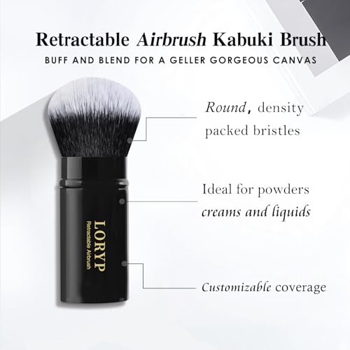 image for LORYP Retractable Makeup Brush Black Kabuki Foundation Brush for liqui