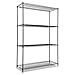 Alera SW504818BL Industrial Wire Shelving Starter Kit, 4 Shelves, 48w x 18d x 72h, Black