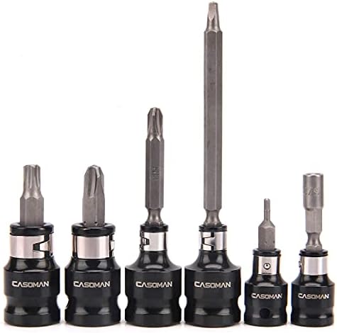 CASOMAN Bit Socket Adapter Set -1/4"Hex *3/8" Drive 1/4"Hex*1/2" Drive 5/16"Hex *1/2" Drive 1/4-Inch Dr. Hex Power Bit Holder,& 5/16" 1/4-Inch Dr. Hex Power Bit Holder Set 6 Piece Impact Coupler Set
