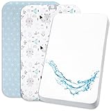 Lovely Hippo 2 Sabanas Minicuna Colecho 100% Algodon + 1 Protector de colchón Impermeable para minicuna Bebe – 50x83cm - Compatible con cunas, 50 x 83 cm)