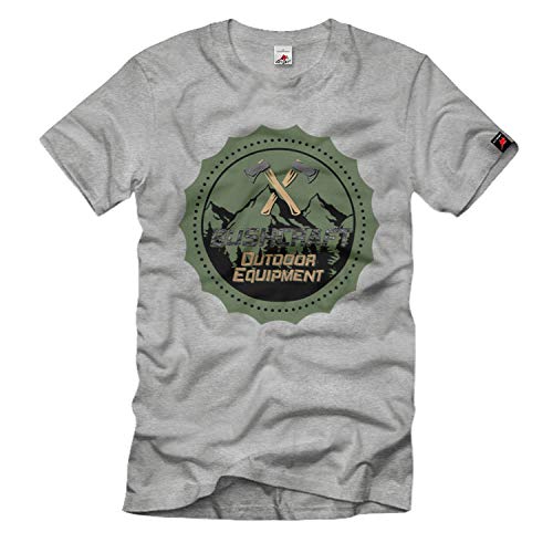 T-shirt Bushcraft boussole survie outdoor gris M pour passionnés d'aventure en forêt