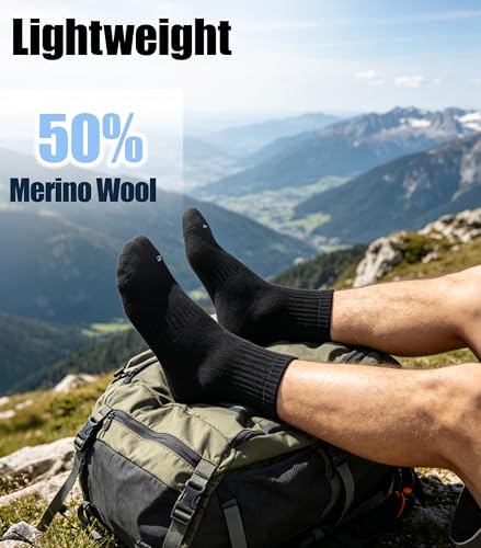 Image of Merino Wool Ankle Socks, Men's Women's 90% Wool Athletic Thin Running Moisture Wicking Socks, 3 Pairs