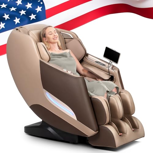 Mazzup Massage Chair Full Body with Heat, Full Body Zero Gravity SL-Track Shiatsu Massage Chair, 3D Massage Chair with Foot Massage, Bluetooth, Wireless Phone Charger MU412 (Brown)