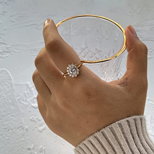 DOUX CZ Wedding Band for Women Green/White Oval/Gold/Silver Bridal Rings Stainless Steel Cubic Zirconia Promise Engagement For Women2