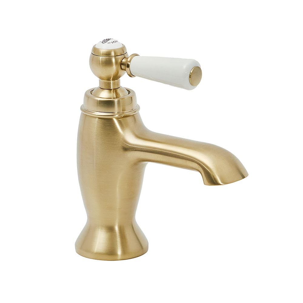 Milano Elizabeth Mono Bathroom Basin Mixer Tap Lever Handle - Brushed Brass — image 1