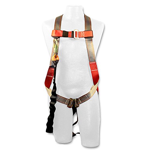 Image of Roof Construction Fall Protection Full Body Industrial Safety Harness Internal Shock Absorbing 6FT Lanyard Kit Size M-XXL