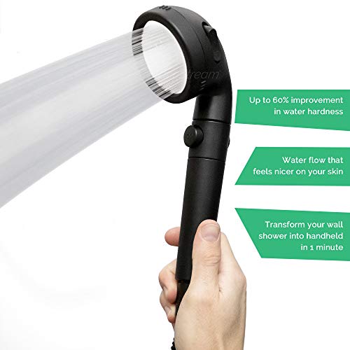 Original Stonestream® Ecopower Shower Head System — Spa Like Ionic Filter To Soften Water, Increase Pressure & Save Water — Multi Function Showerhead + 4-In-1 Wall Adapter Kit — Matte Black #TOP1