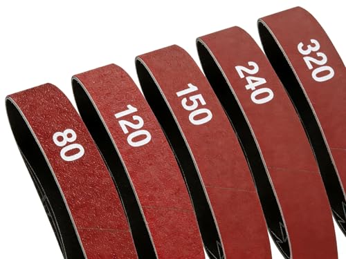 GZKTY 15Pcs Sanding Belts 50 x 686 mm, Mixed Grit 80/120/150/240/400