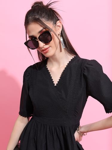 Image of Tokyo Talkies Women A-line Black Mini /Short Dress