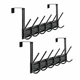HMRACK 2 Pack Over The Door Hooks,Towel Rack Hangers with 6 Hooks for Coats, Bags, Keys - Ideal for Bathroom, Bedroom, Kitchen, and Living Room