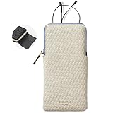 Cockatoo Portable Glasses Case, Drop-Resistant Eyewear Storage Pouch, Slim Soft Case for Sunglasses, Elegant Pure White with Cleaning Cloth (Tofu)