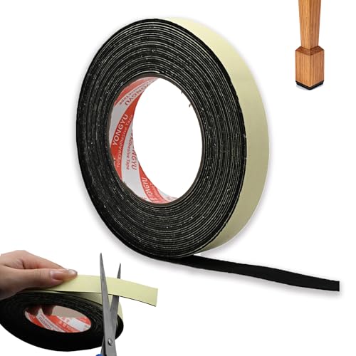 10m Feutrine Autocollante 20mm (L) X 1mm (E), Patins en Feutre Auto-adhésifs Feutrine Adhesive, Joint en Bande D'étanchéité, Ruban de Feutre Autocollant...