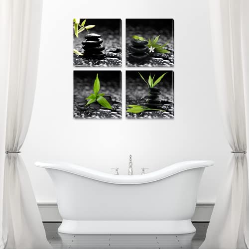 Zen Wall Art Painting Black And White Artwork For Walls Still Life Green Plant Bathroom Livingroom Canvas Picture Home Decor 16"X16" #TOP1