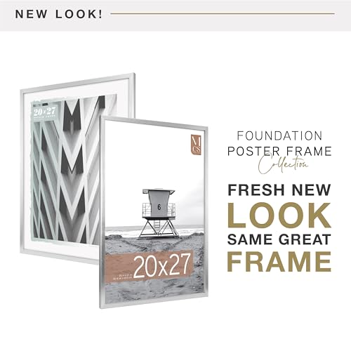 Image of MCS Foundation 20x27 Poster Frame Traditional Silver, Vertical & Horizontal Wall Hanging Large Picture Frame for Photos, Posters & Art Prints (1-Pack)