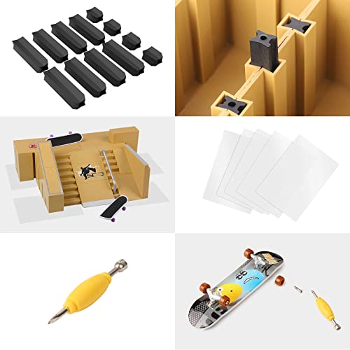 DaCool Fingerboard Skate Park Kit 17PCS Fingerboard Ramps Mini Finger Toys Finger Skateboards Swing Board Finger Bike Scooter Roller Skates Fingerboard Skatepark Ramp Deck for Kids Gift - Thumbnail 7