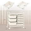 RELAX4LIFE 9 Drawer Rolling Storage Cart - Mobile Drawer Carts for Craft Art Supply Paper Salon, Utility Cart on Wheels for Classroom Teacher School Office, Rolling Cart with Drawers (Ivory White) #2