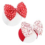 Lanmerry Christmas Bows for Girls - Santa & Candy Cane Bows - Red Baby & Toddler Girl Headbands