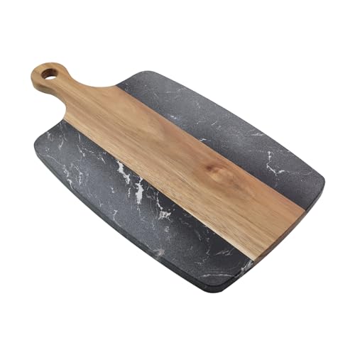 FarBoat Marble Acacia Wood Splicing Style Cutting Board, 10"x 7-1/8" Black