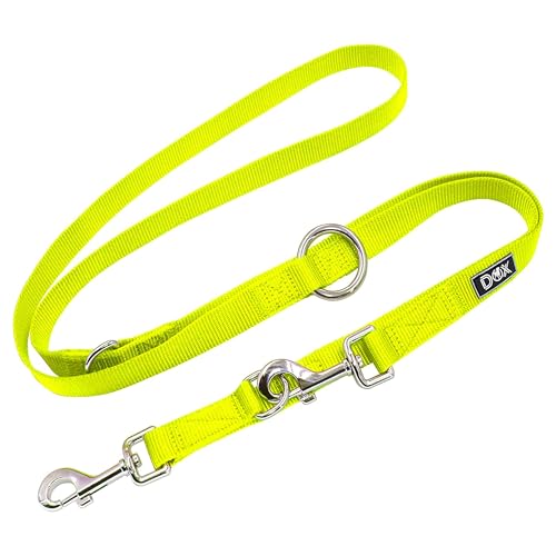DDOXX Nylon Hundeleine - 2m, 3fach verstellbare Hundeleine für alle Hundegrößen - M (Gelb)