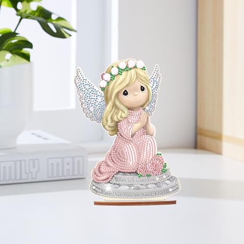 JISHSHAY Diamond Art Desk Decor Angel Diamond Painting Desk Ornaments Fairy Gem Painting Desktop Elf Gem Art Table Ornaments Mosaic Kits for Adults Table Top Decorations Embroidery Kit Tabletop - Image 8