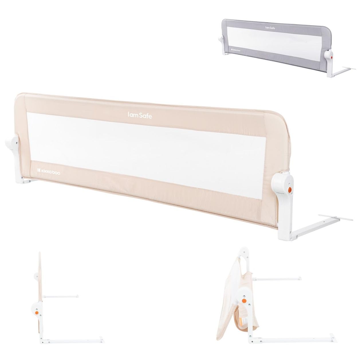 Kikkaboo protezione il letto Sono sicuro 150 cm pieghevole protezione il letto, colorazione:marrone chiaro