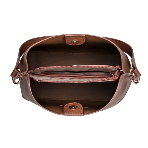 Montana West Hobo Bags for Women 3 Compartment Medium Shoulder Purse, Bucket Top Handle Handbag with Detachable Crossbody Strap, Brown,MWC-HB-584-CF by Montana West - Used condition - Image 6