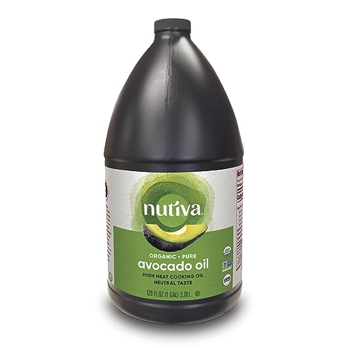 Nutiva Organic Steam-Refined Avocado Oil, 100% Pure, 1 Gallon, USDA Organic, Non-GMO, Whole 30 Approved, Keto, Paleo, High-Heat Oil with Neutral Flavor and Aroma for Cooking & Frying